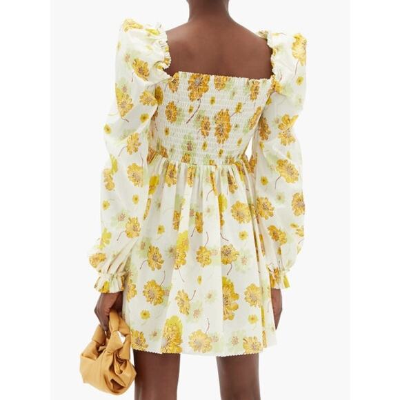 The Vampire’s Wife Frill Killer Mini Dress Yellow White Liberty Print Cotton Med - Picture 4 of 13